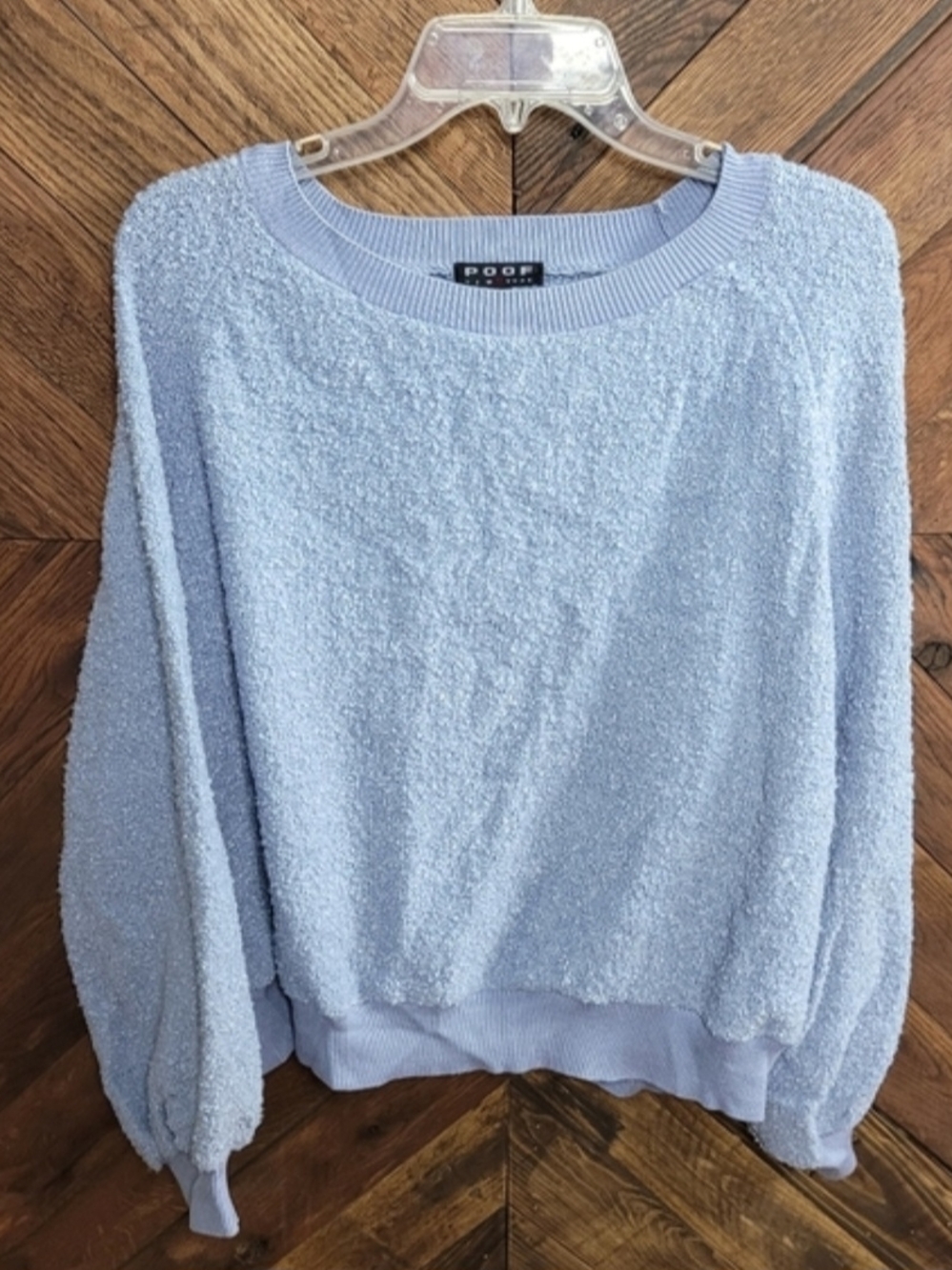 Poof! Light Blue Cozy Bouclé Sweater Medium